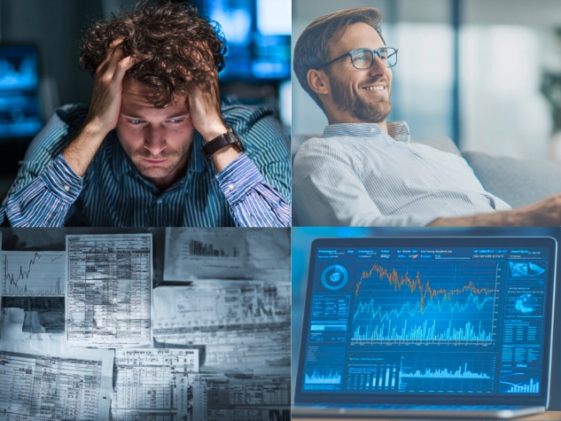 Vorher/Nachher: Excel-Chaos vs. webbasierte Finanzplanungslösung von TaxWare